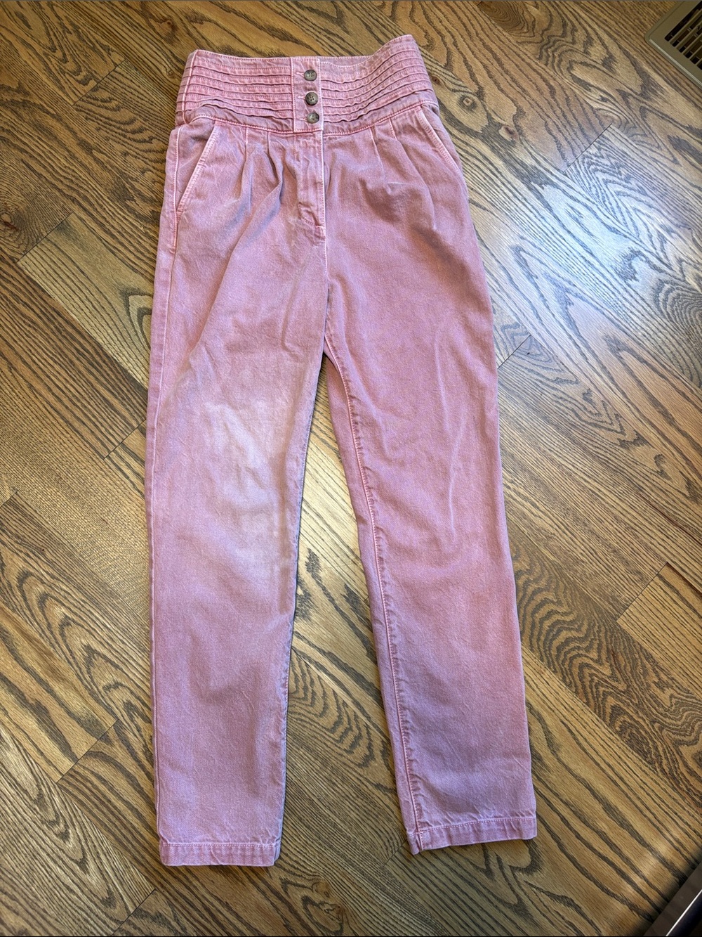 Sézane Sidney Rose/Mauve High-Waist Cotton Pants, 36